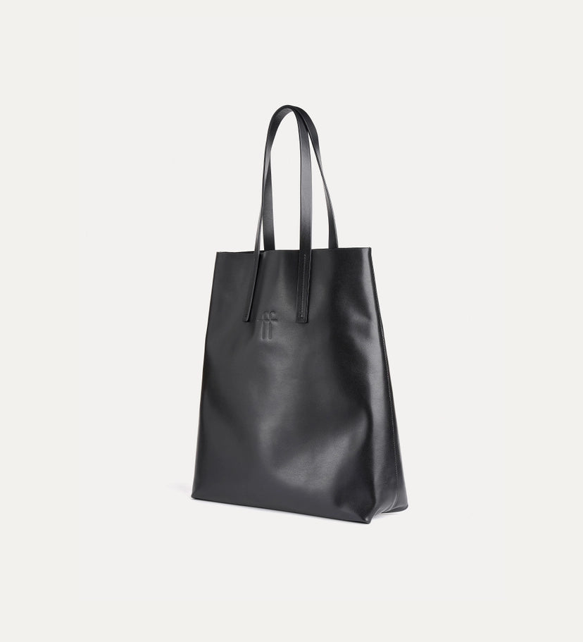 Big leather shopper bag, black