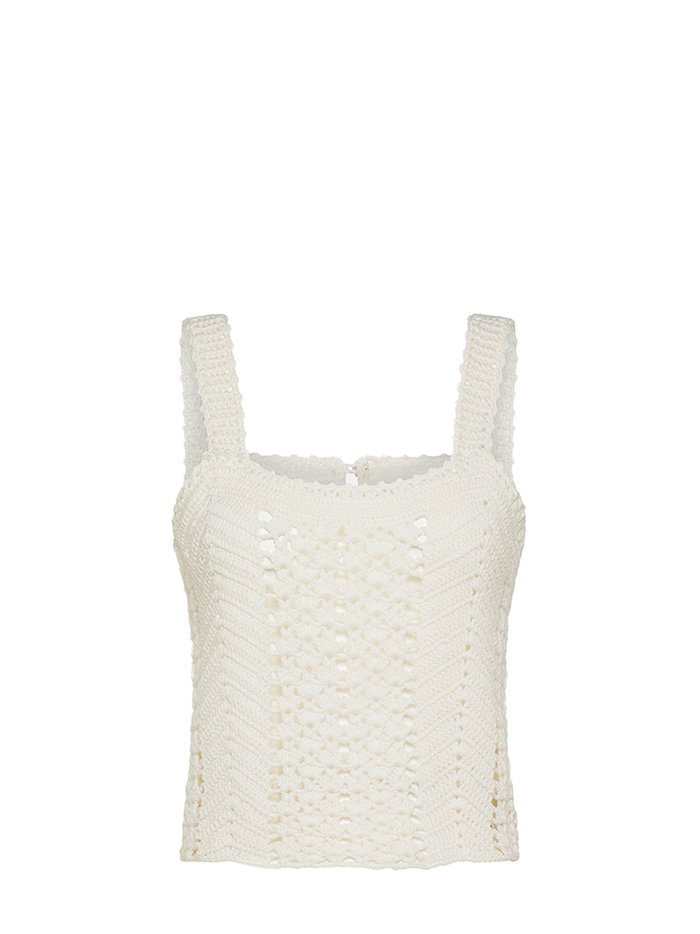 White textured knitted tank top on a white background