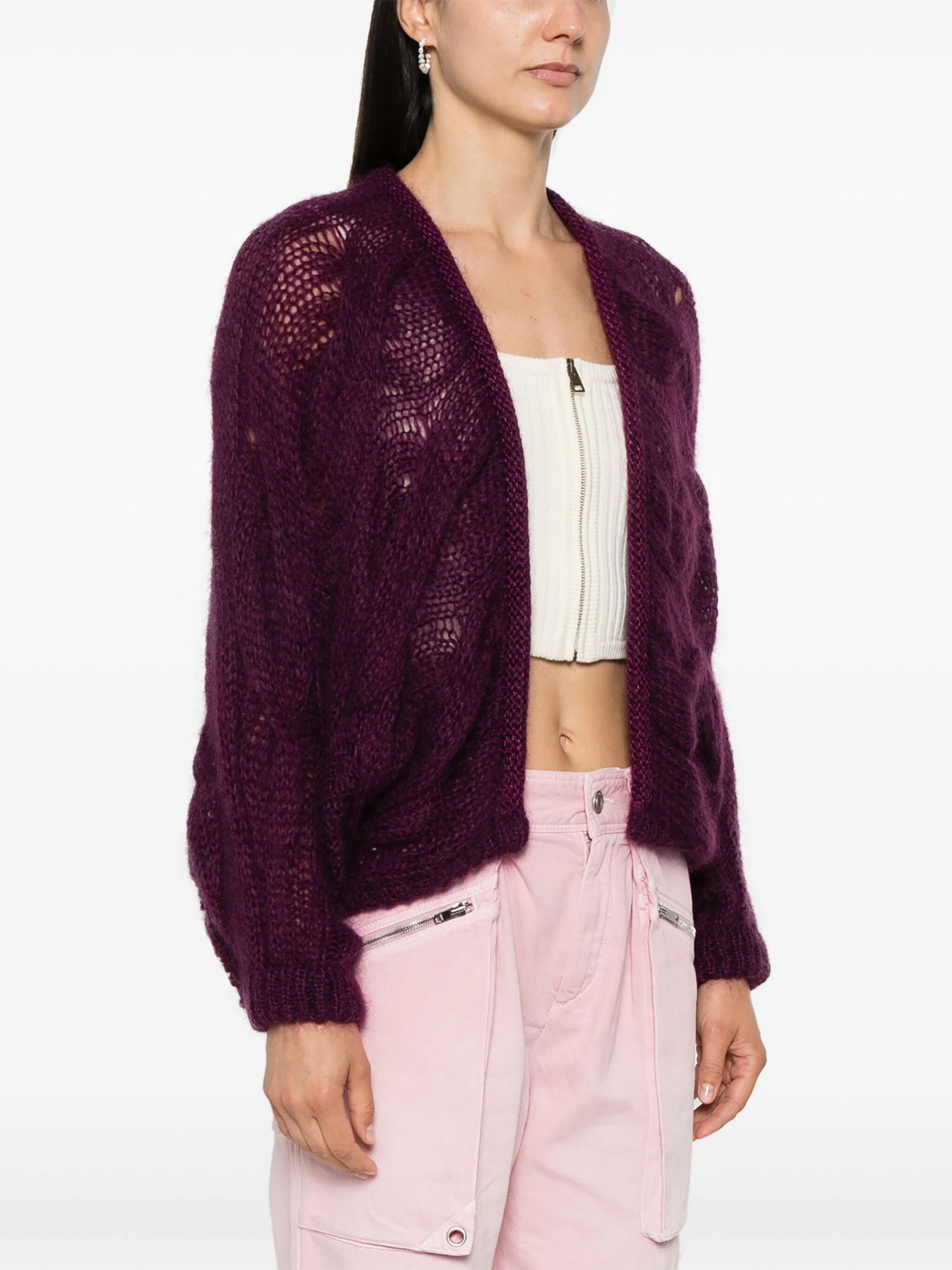 Mohair cable kimono cardigan, bolero