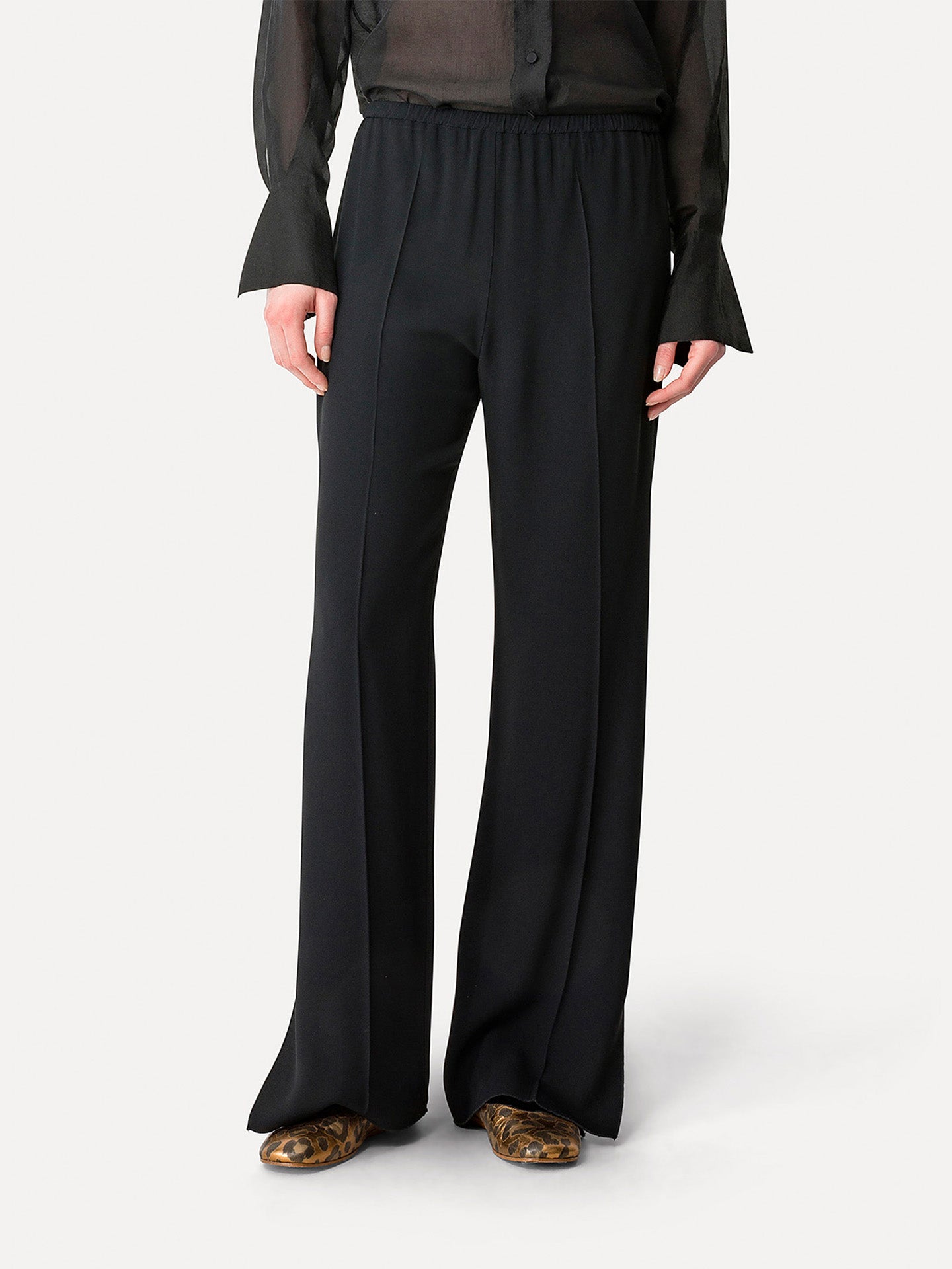 Satin envers palazzo trousers, black