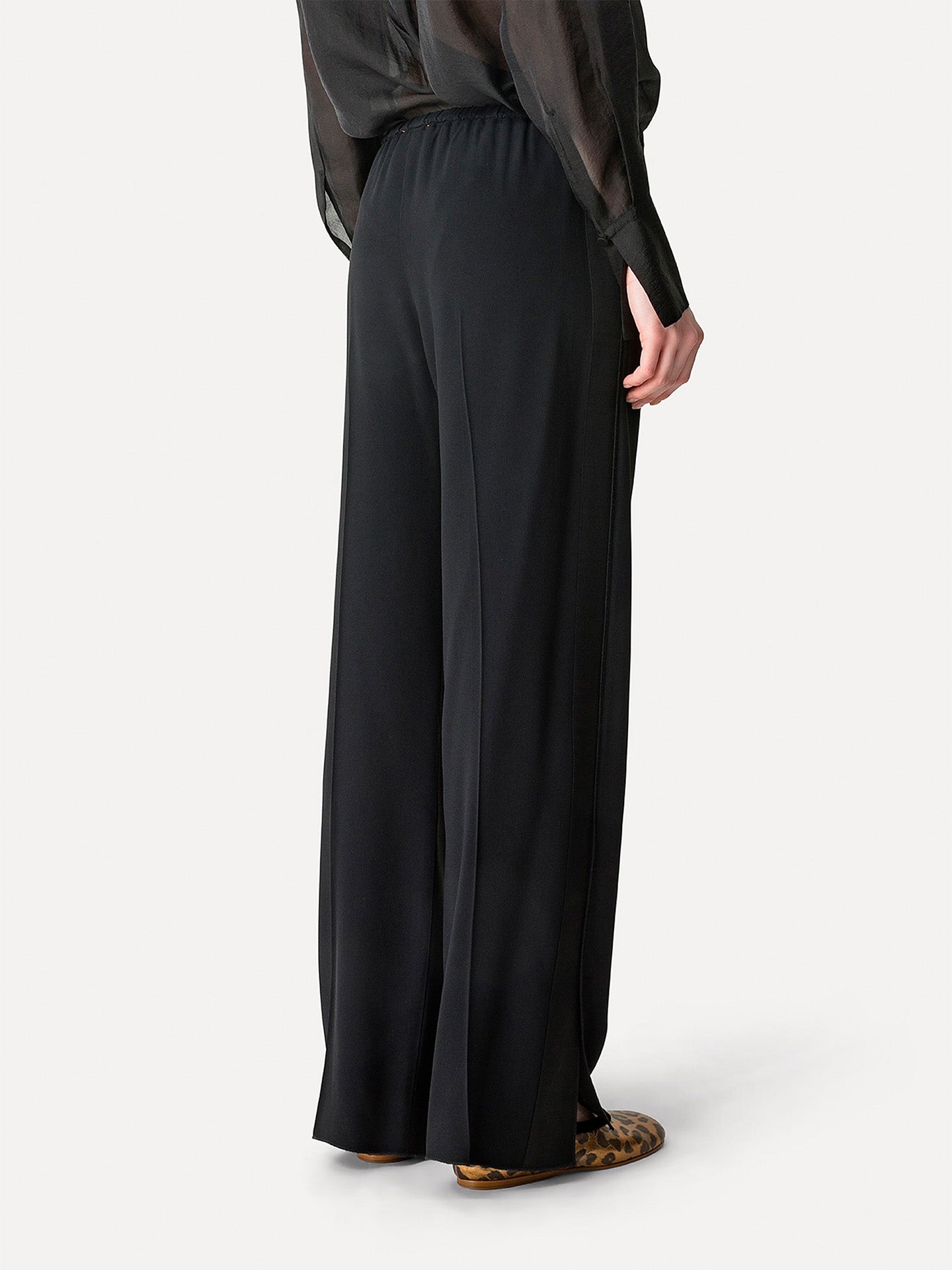 Satin envers palazzo trousers, black
