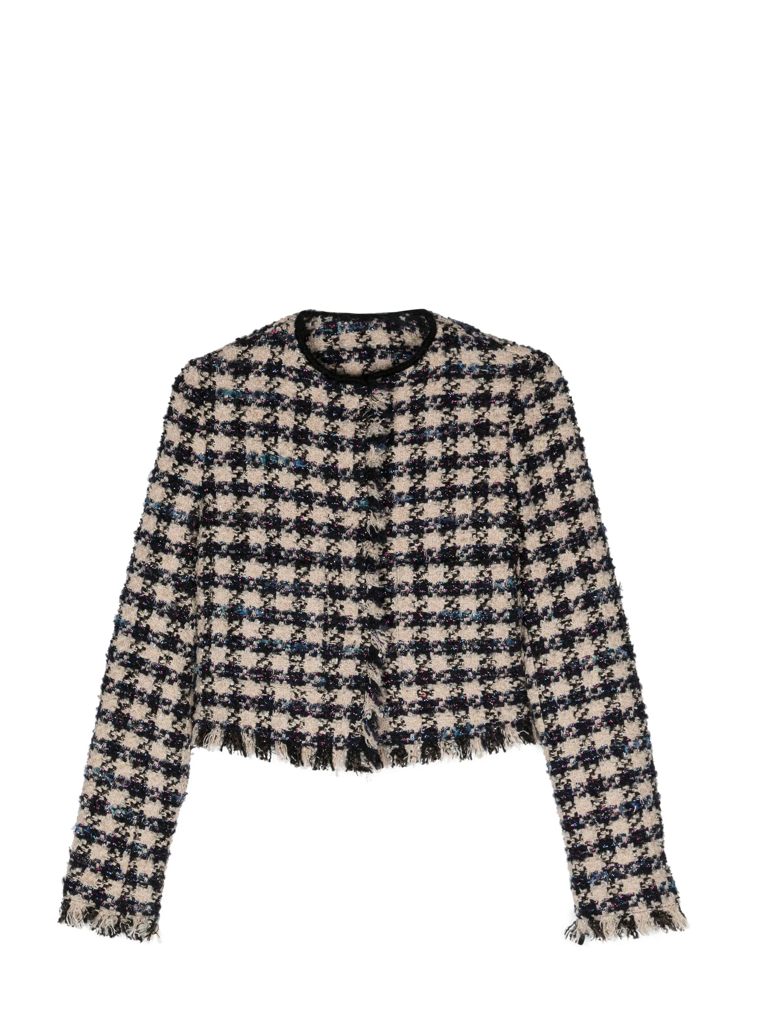 Pied de coque tweed boxy jacket, ink