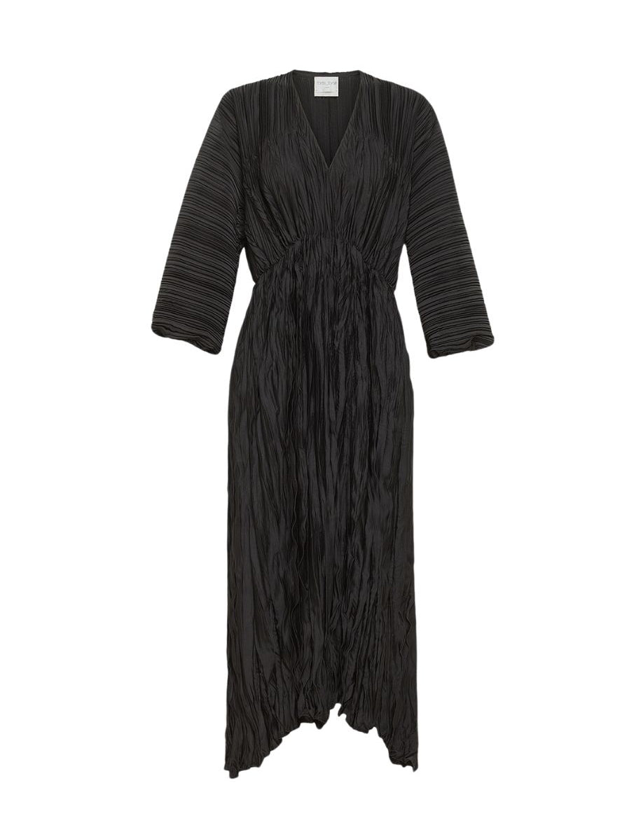 Pliss' poly crepe dress, black