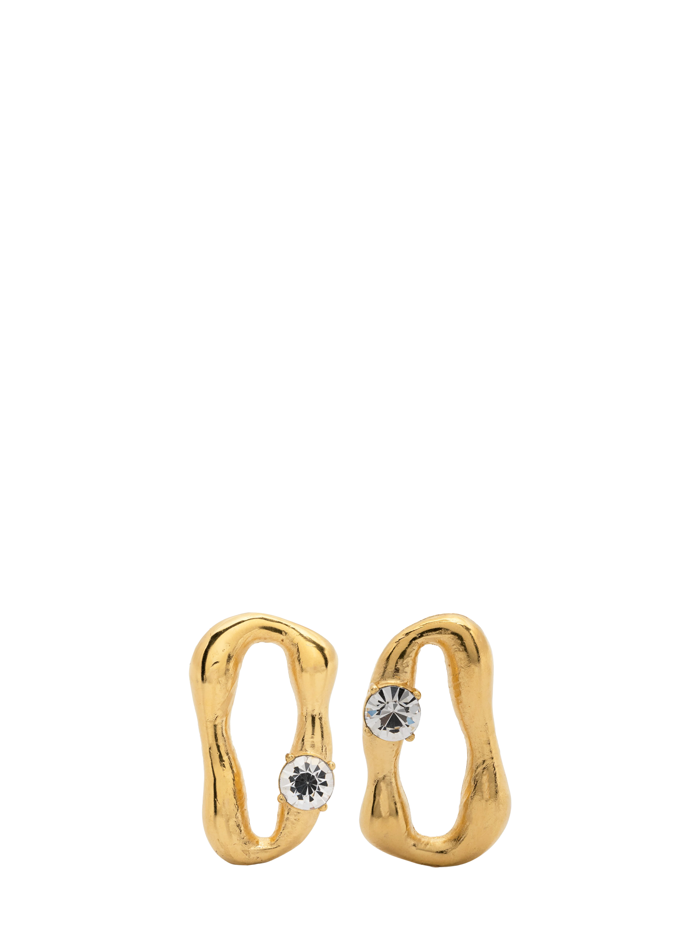 Sculpture earrings with strass, oro