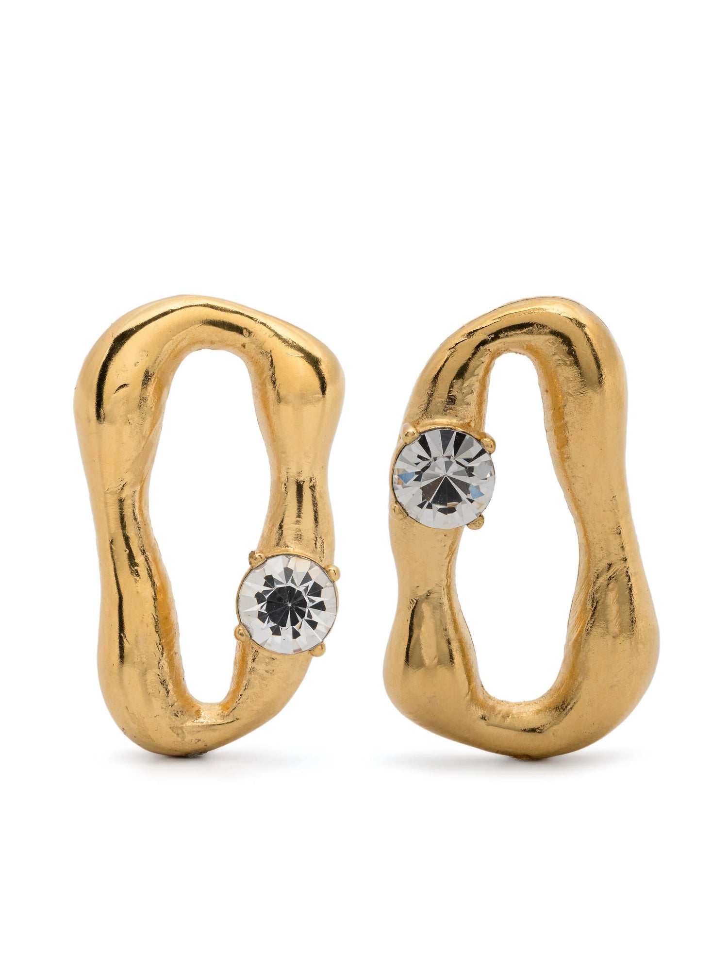 Sculpture earrings with strass, oro