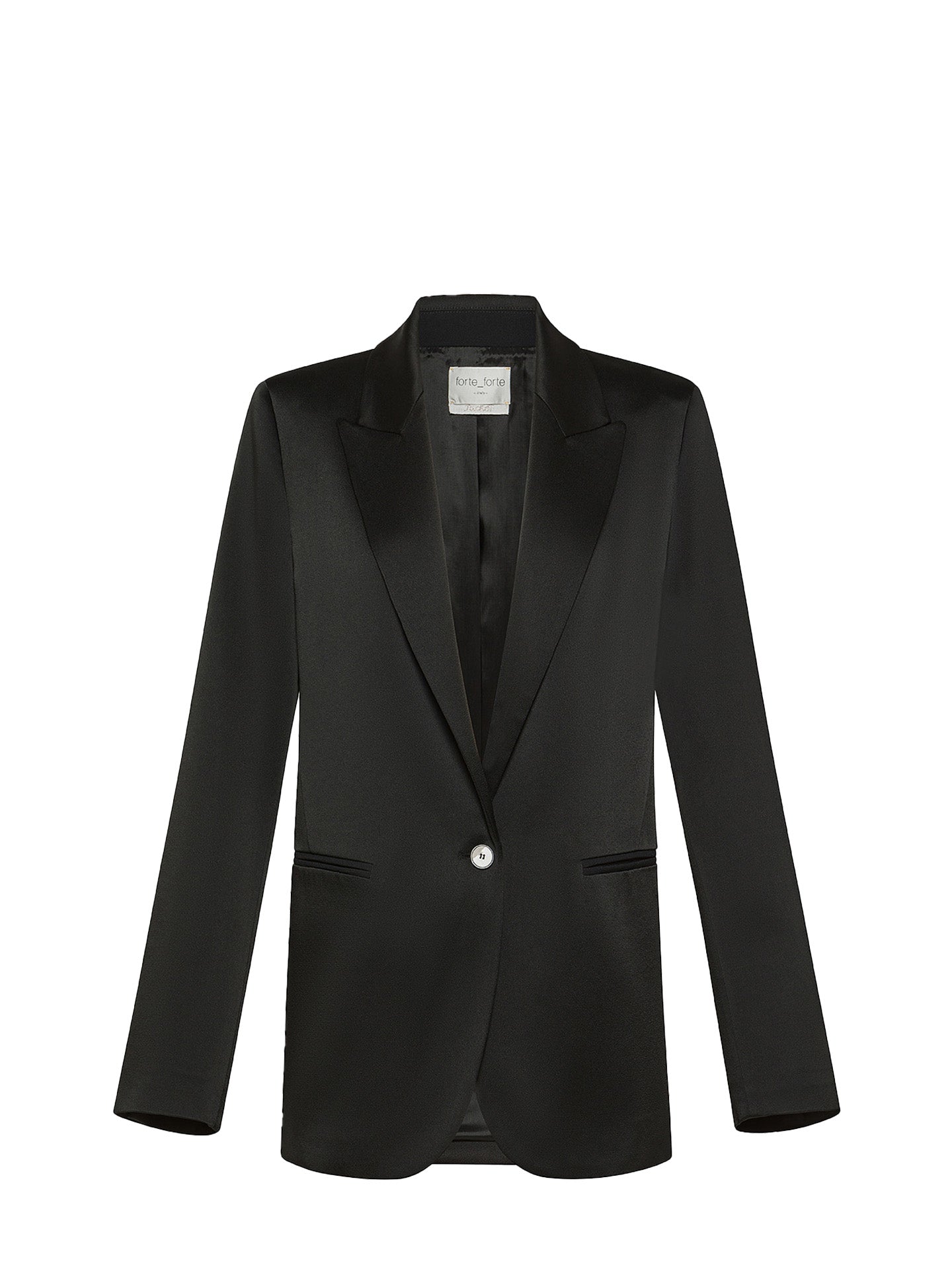 Satin envers spear collar jacket, black