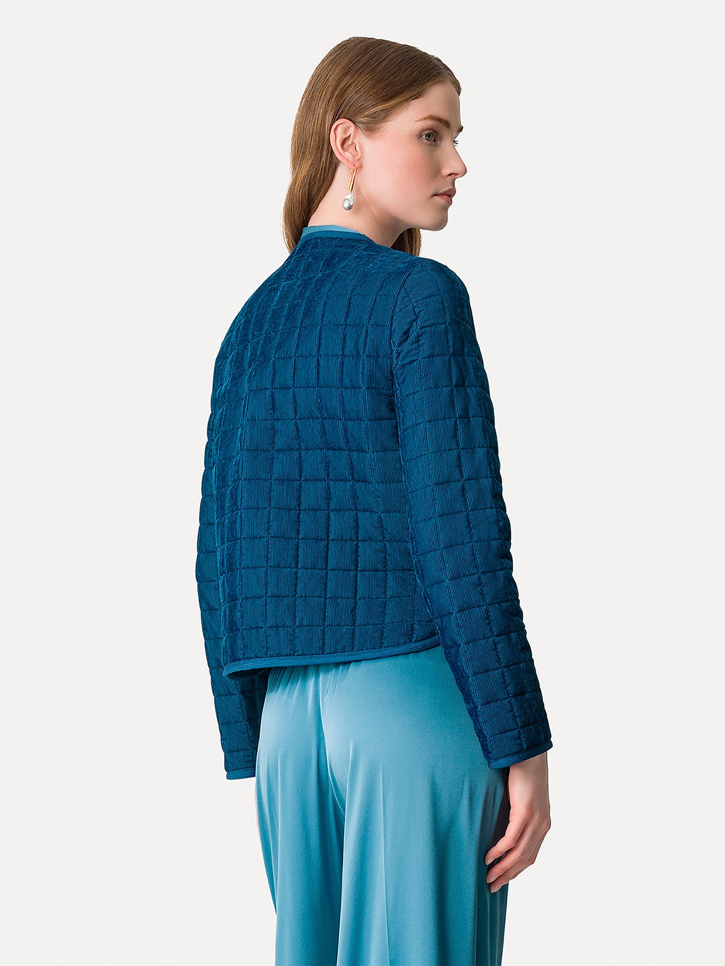 Short quilted jacket, petrol blue