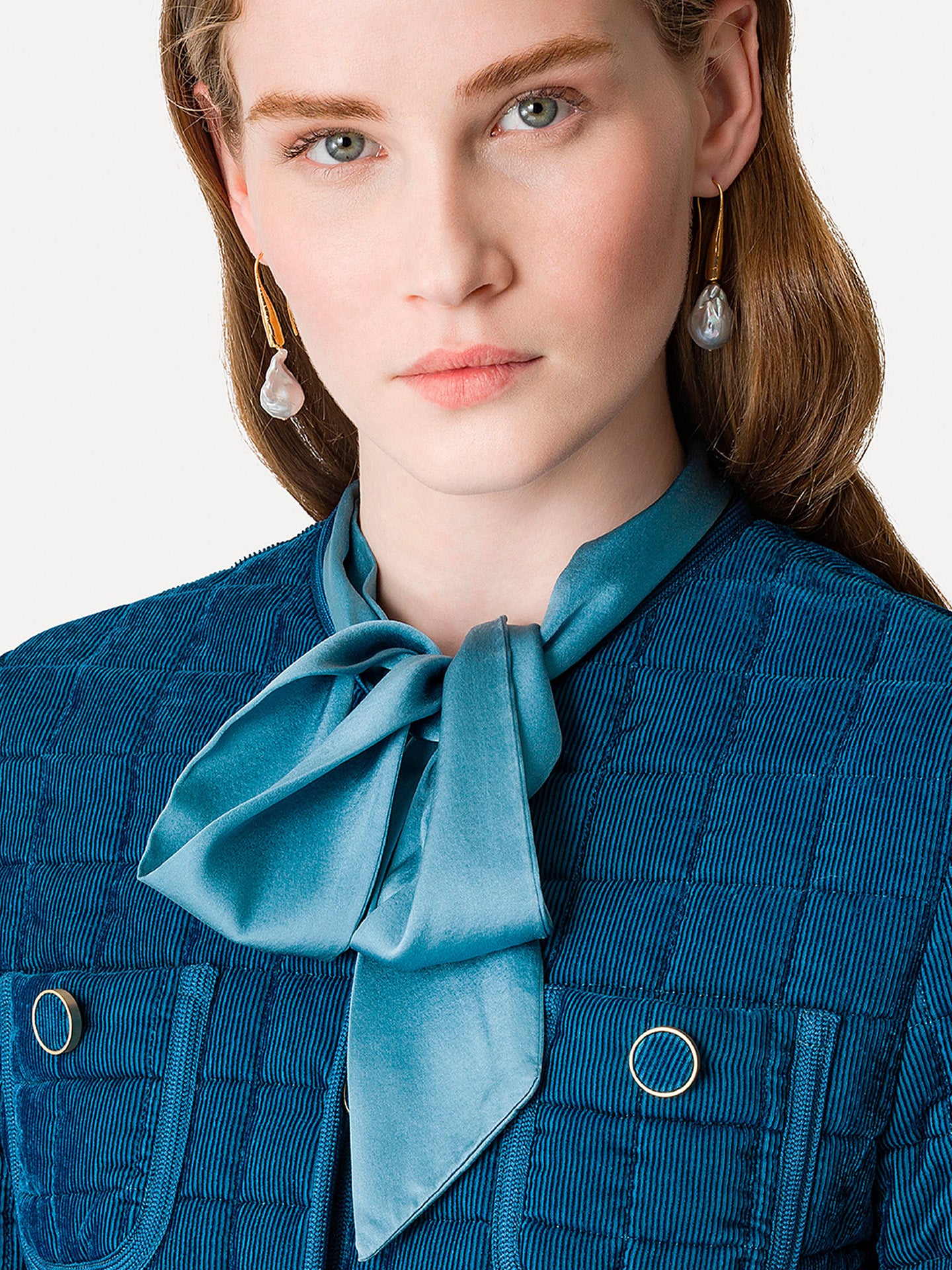 Short quilted jacket, petrol blue