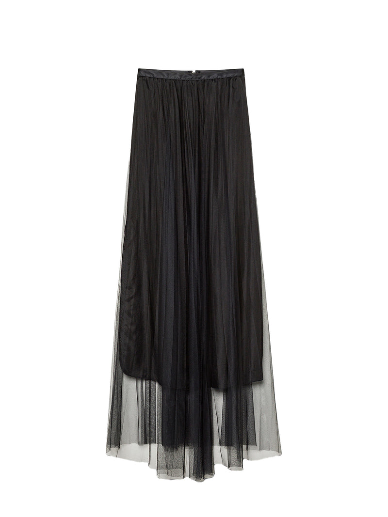 Black pleated skirt on a white background
