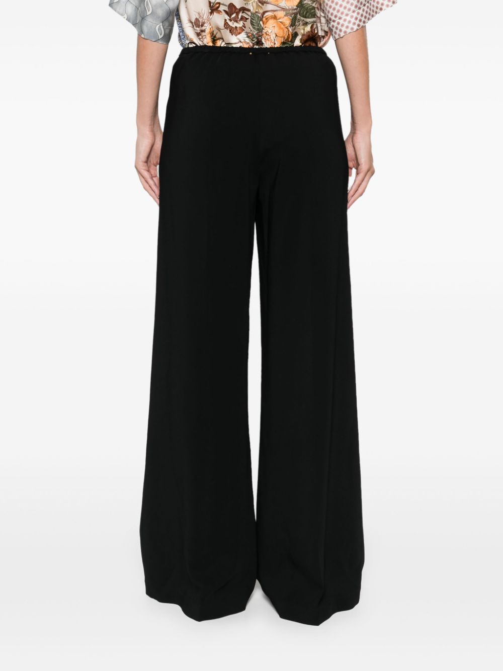 Stretch cady crepe highwaist pants, black