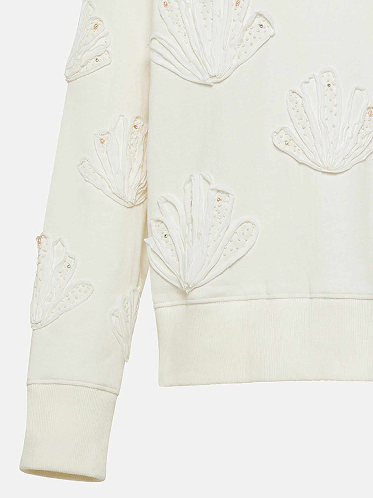 Lunamaris shell embroided sweatshirt, ivory
