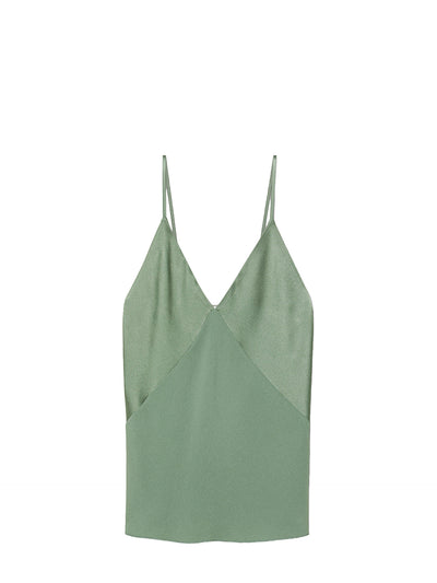 Envers satin slip top, light khaki