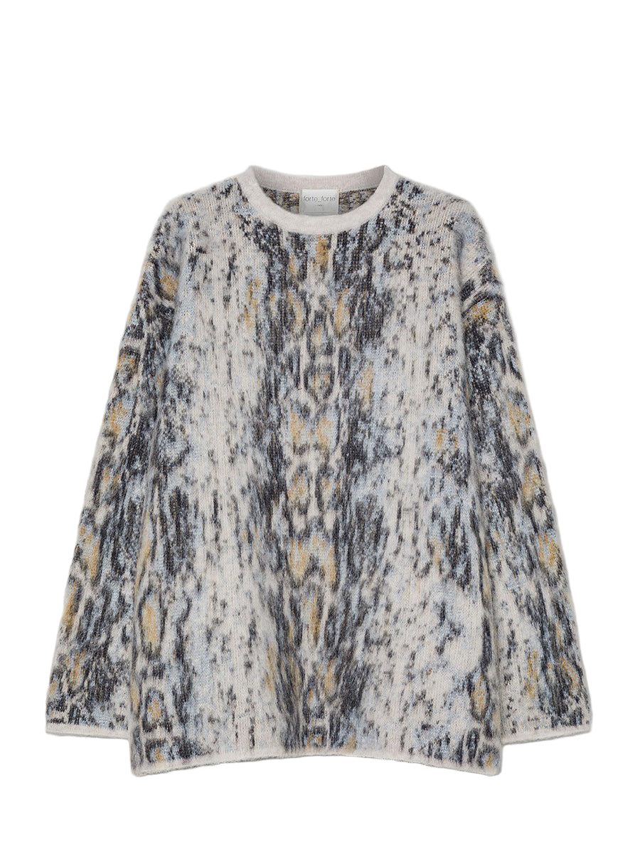 Alpaca jacquard sweater, dark multicolour