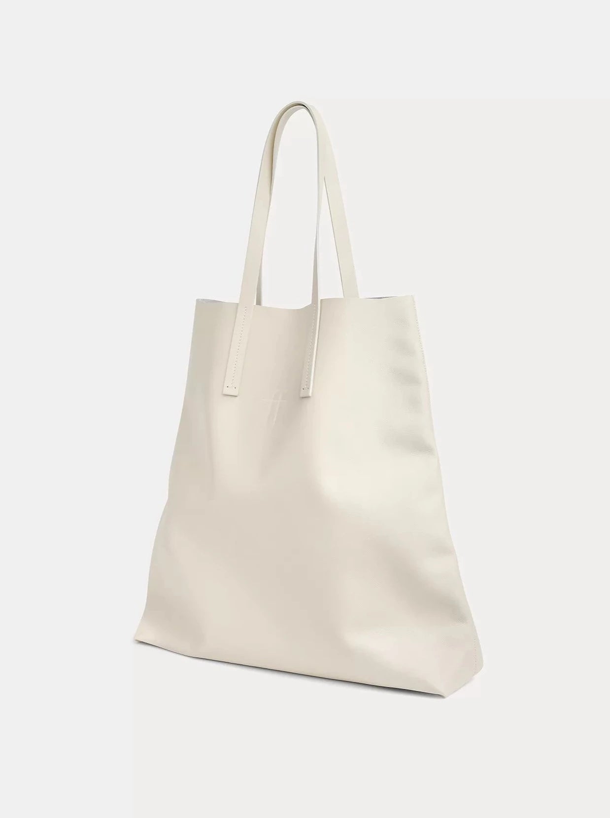 Maxi nappa leather shopping bag, ivory