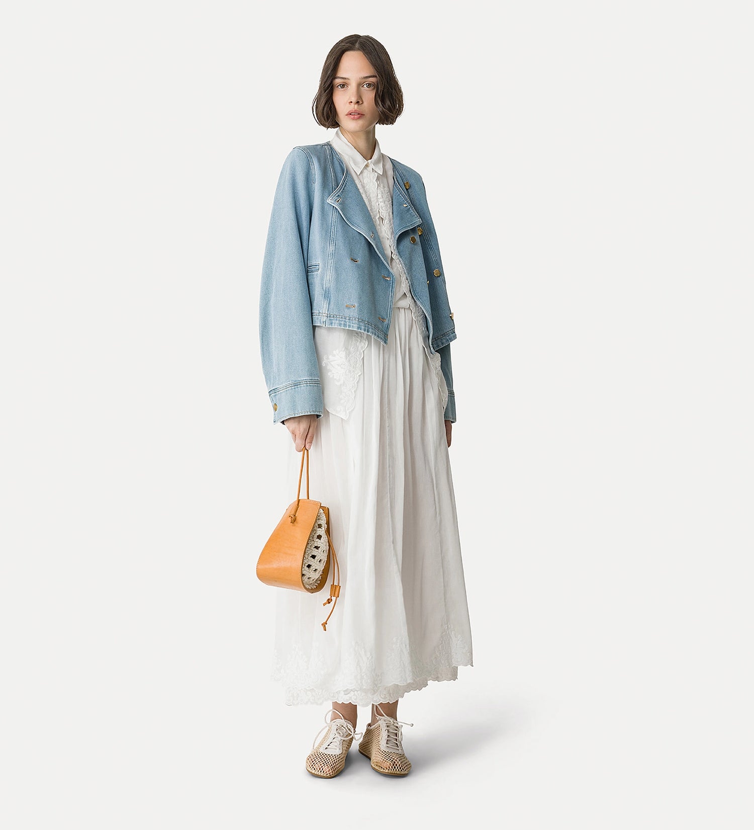 Cavalry denim jacket double breasted, light blue