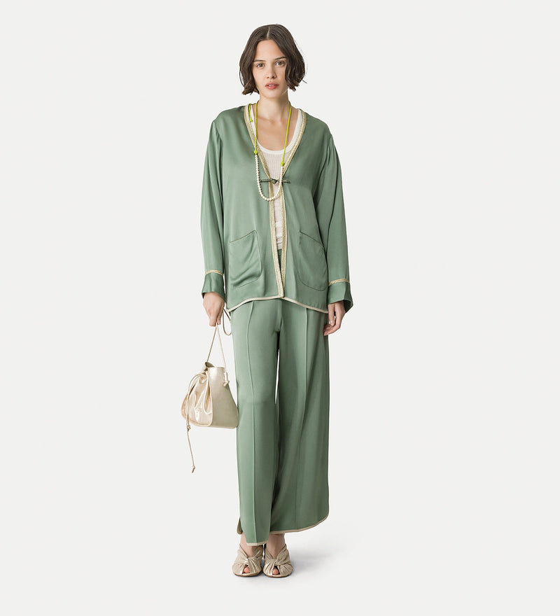 Envers satin shiny tang jacket, light khaki