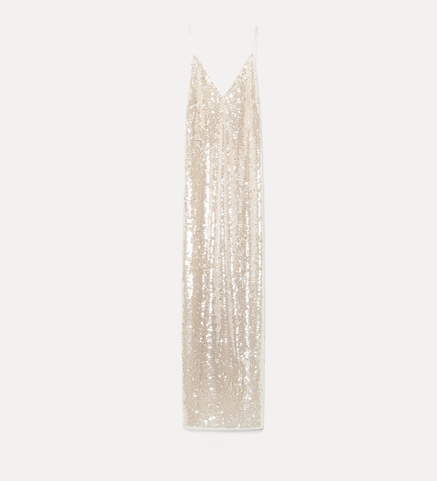 Liquid sequins slip dress, crystal white