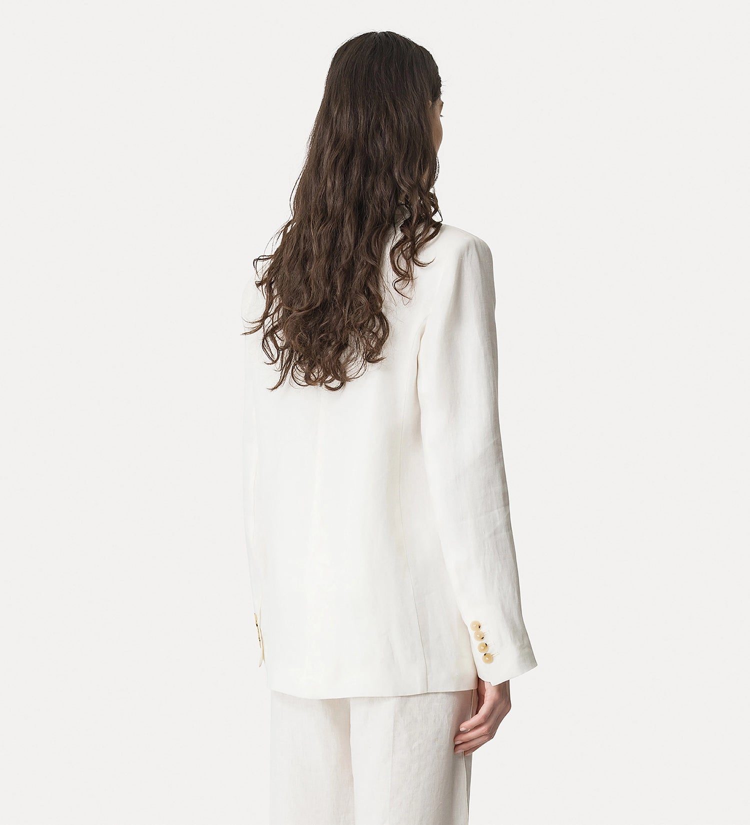Chic linen jacket with embroidered edges, crystal white