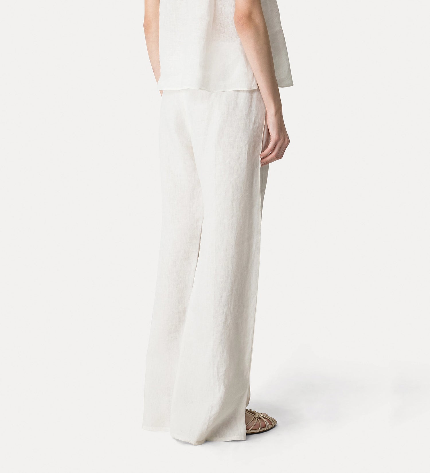Chic elasticated linen trousers, crystal white