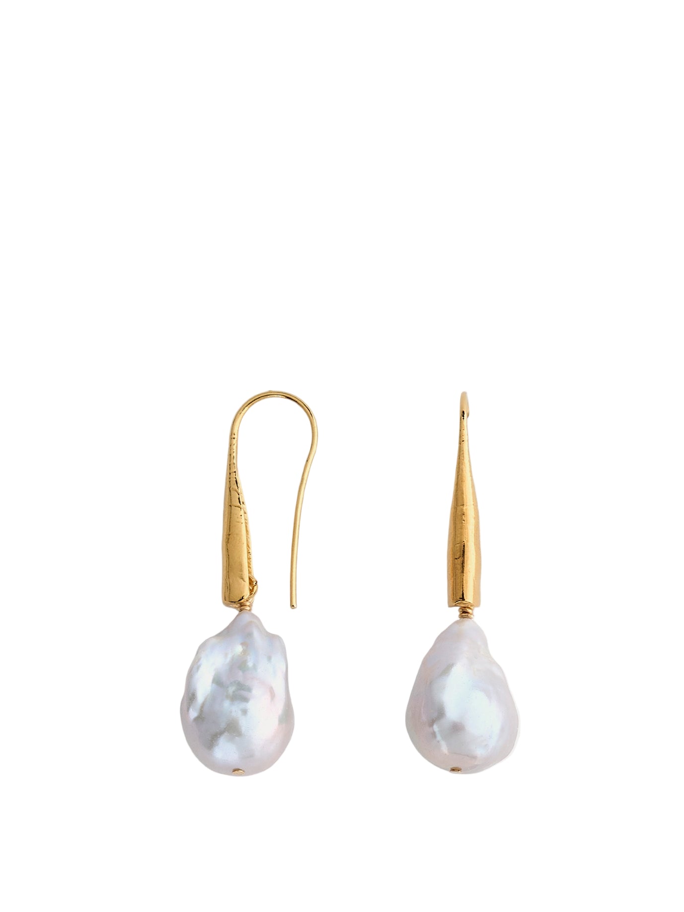 French hook earrings, brass pearl