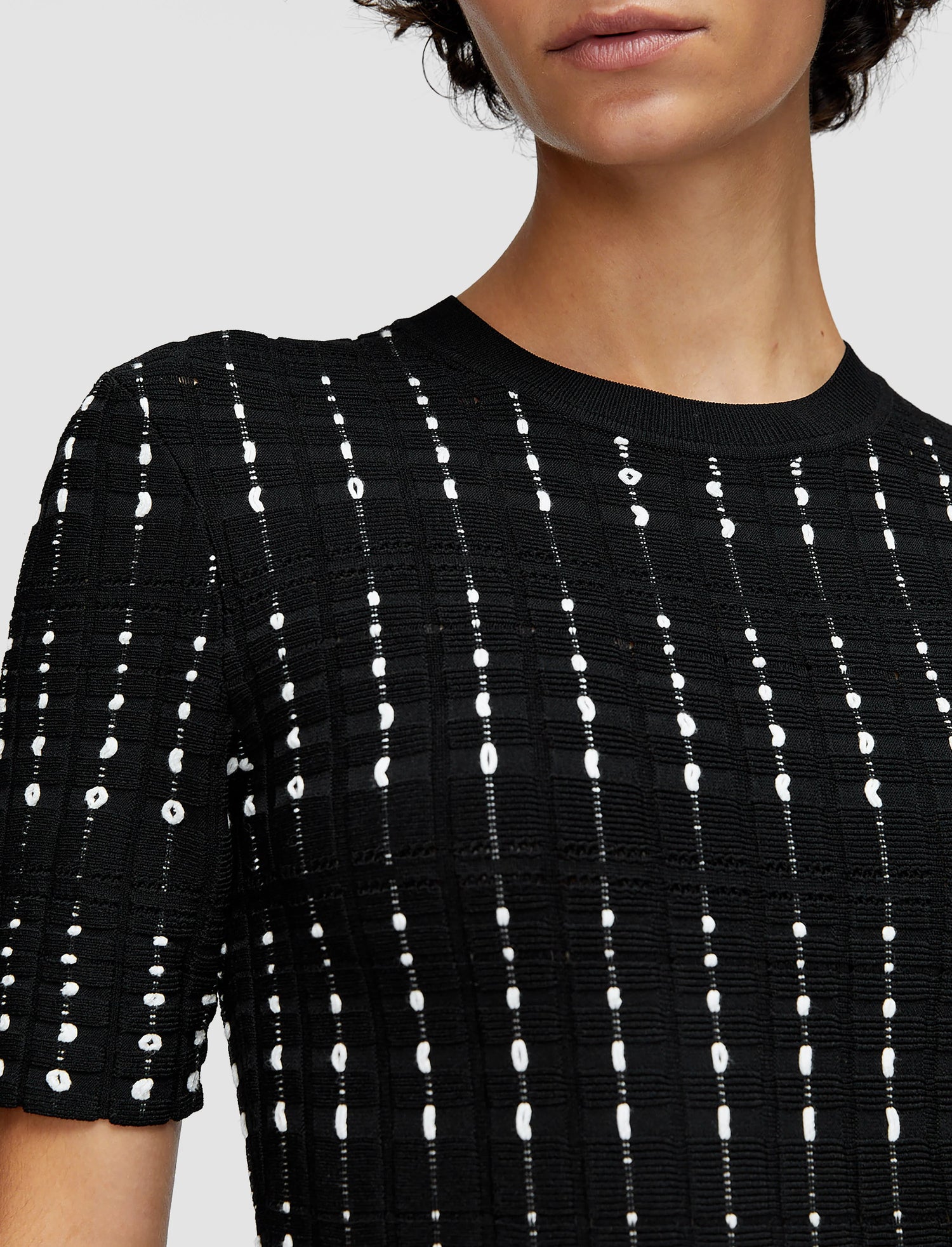 Fragmented Stripes knitted dress, black-white