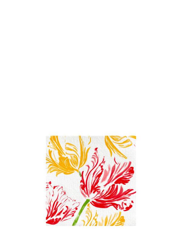Tulips cocktail napkins, red and yellow (25 x 25cm)