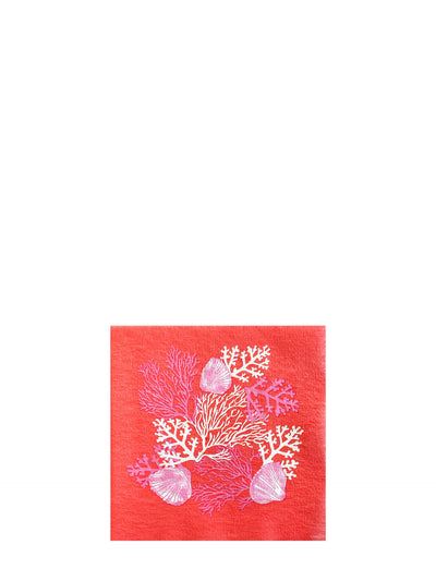 Coral cocktail napkin, red (25 x 25cm)