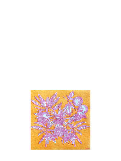 Exotic fruits cocktail napkin, yellow (25 x 25cm)