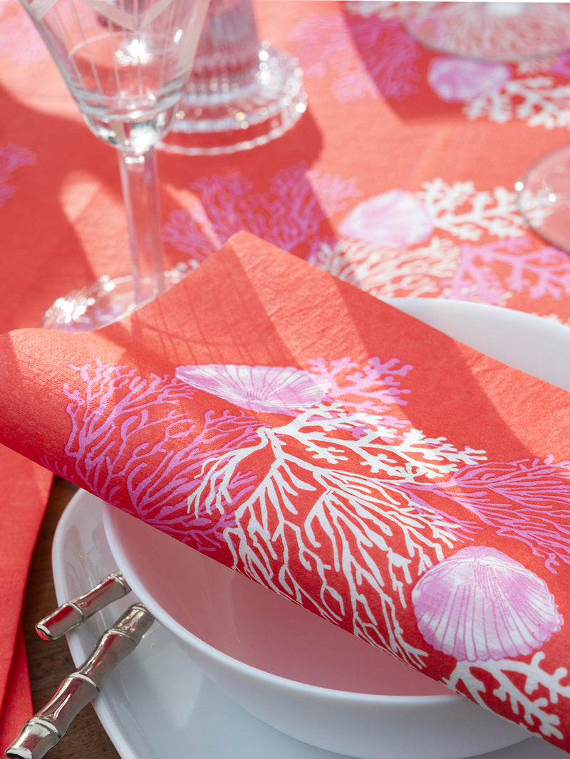 Coral dinner napkin, red
