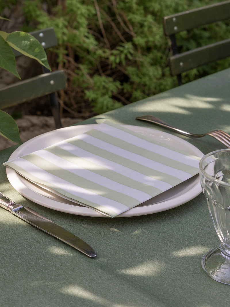 Striped dinner napkins, olive green (40 x 40cm)
