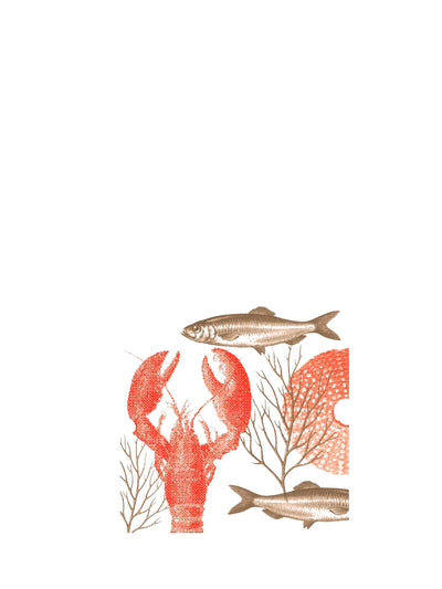 Lobster cocktail napkins, red (25x25cm)