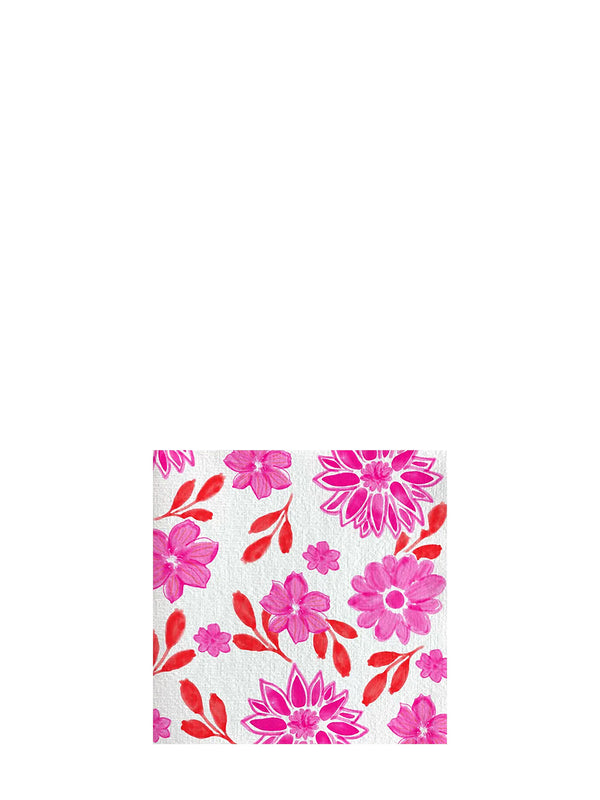 Maxi flowers cocktail napkins, pink (25x25cm)