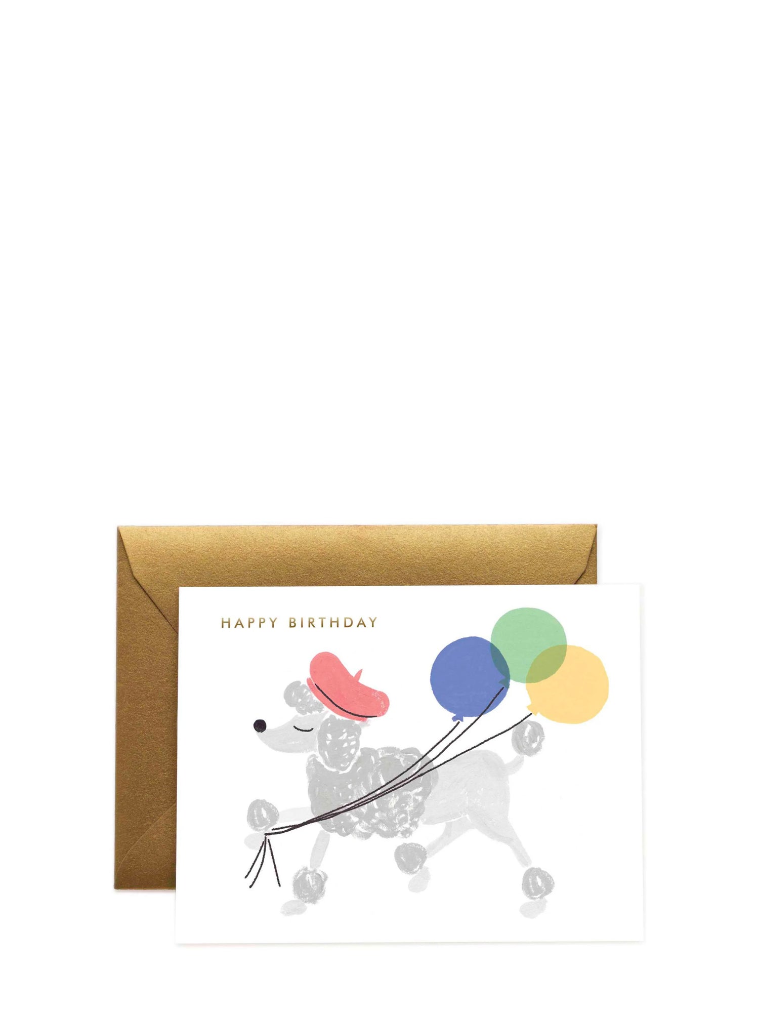 French fancy poodle balloons, birthday card
