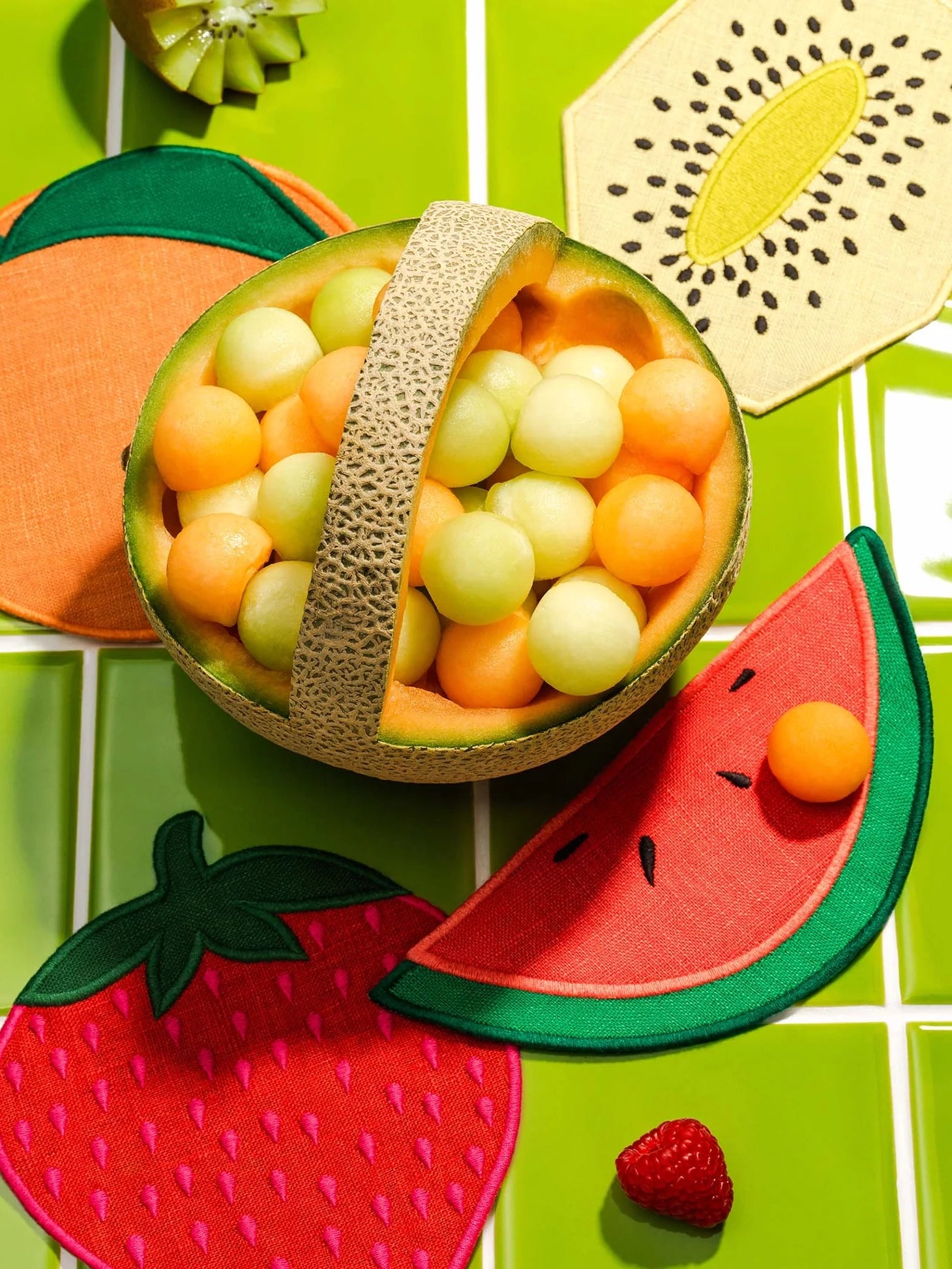 Fruit salad cocktail napkins / coasters, set of 4