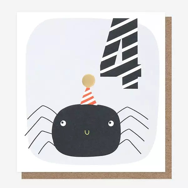 4th birthday party pals spider, birthday card