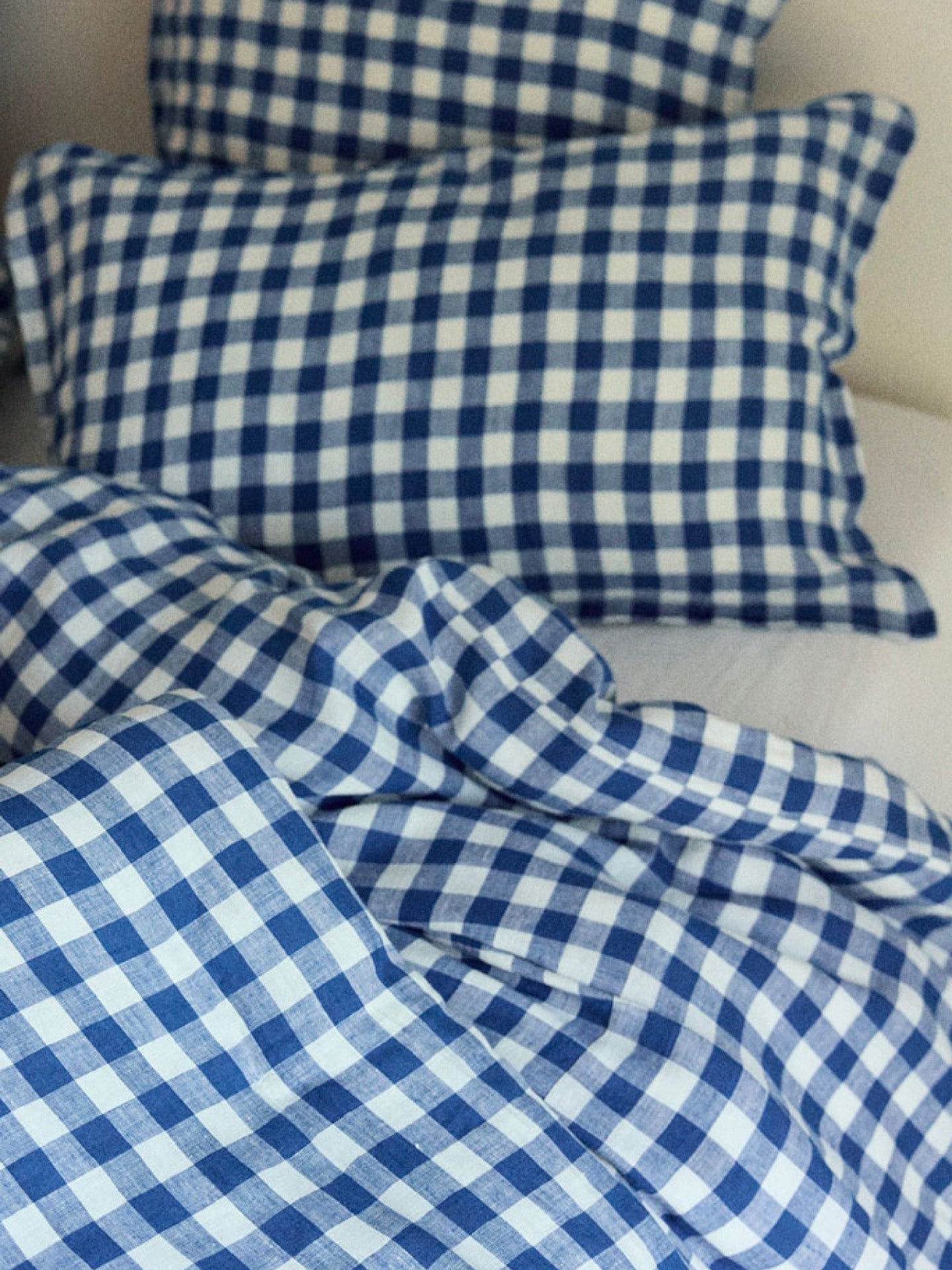 Taormina vichy cushion cover, blue XL gingham (30 x 50 cm)