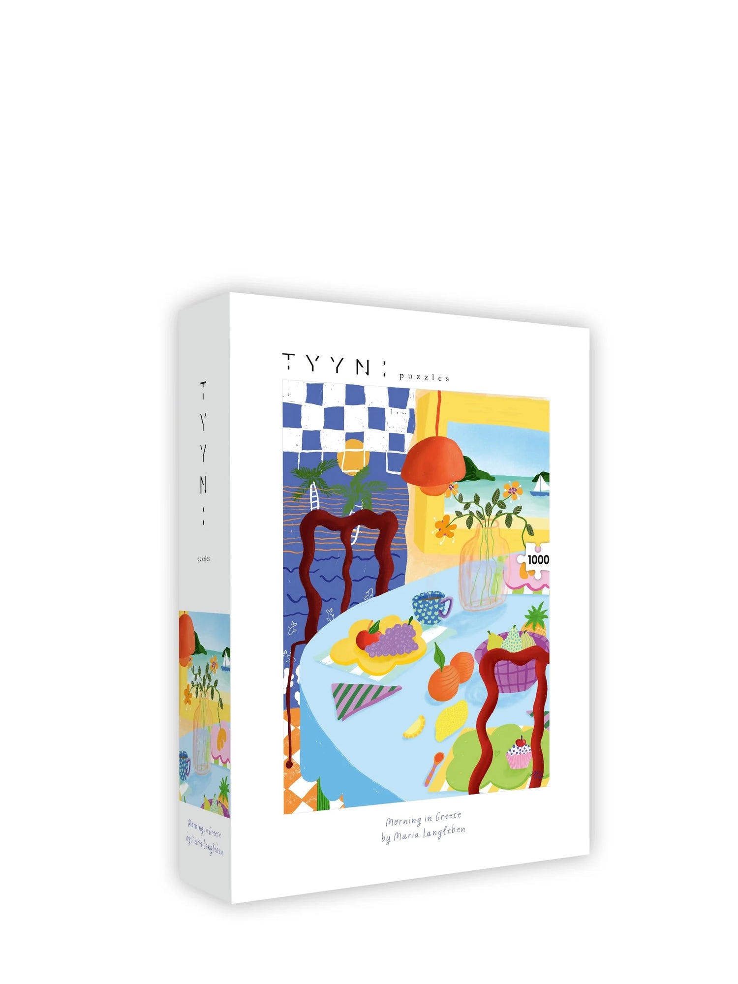 Jigsaw puzzle box with colorful artwork on a white background