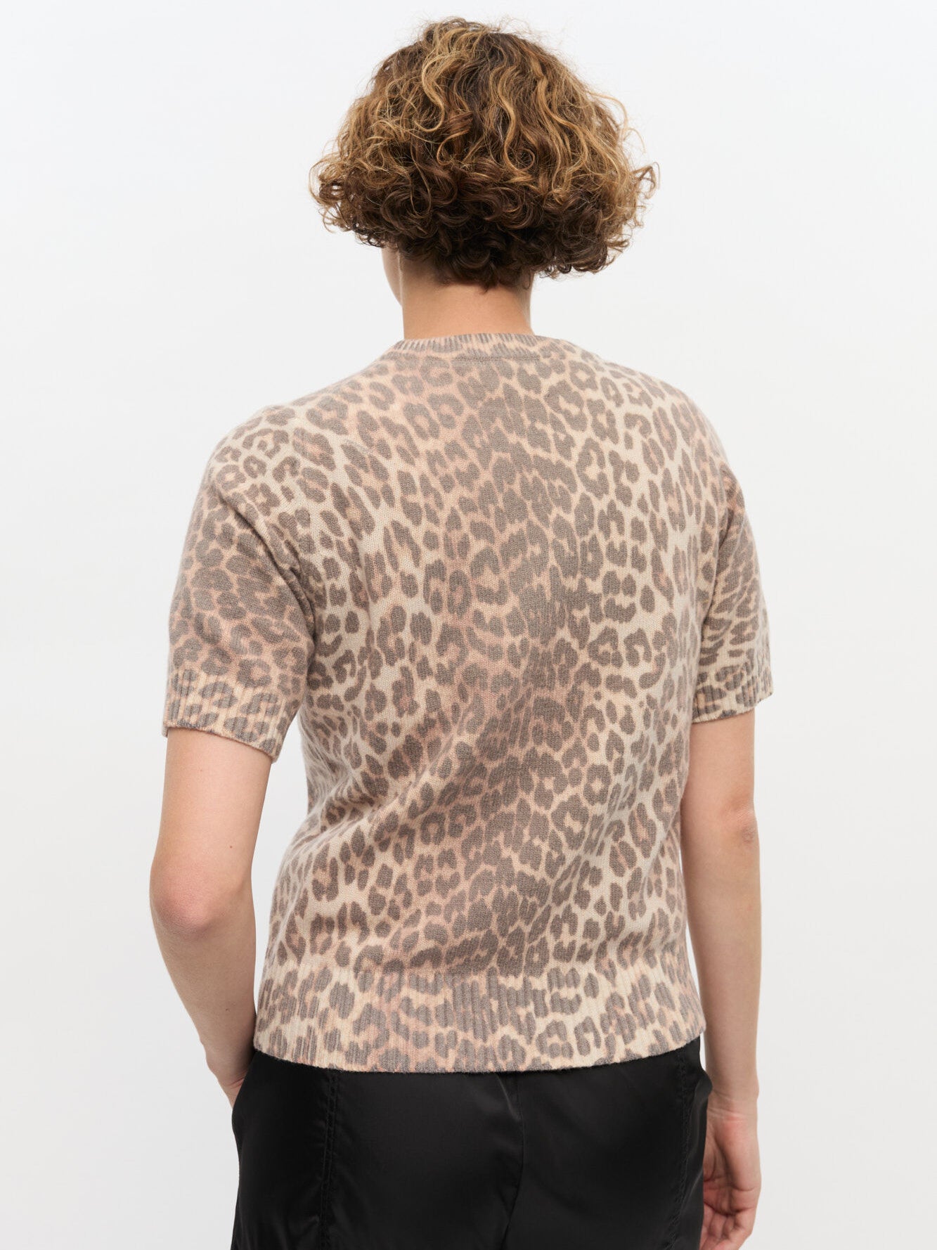 Graphic Wool Mix Printed T-shirt, leopard