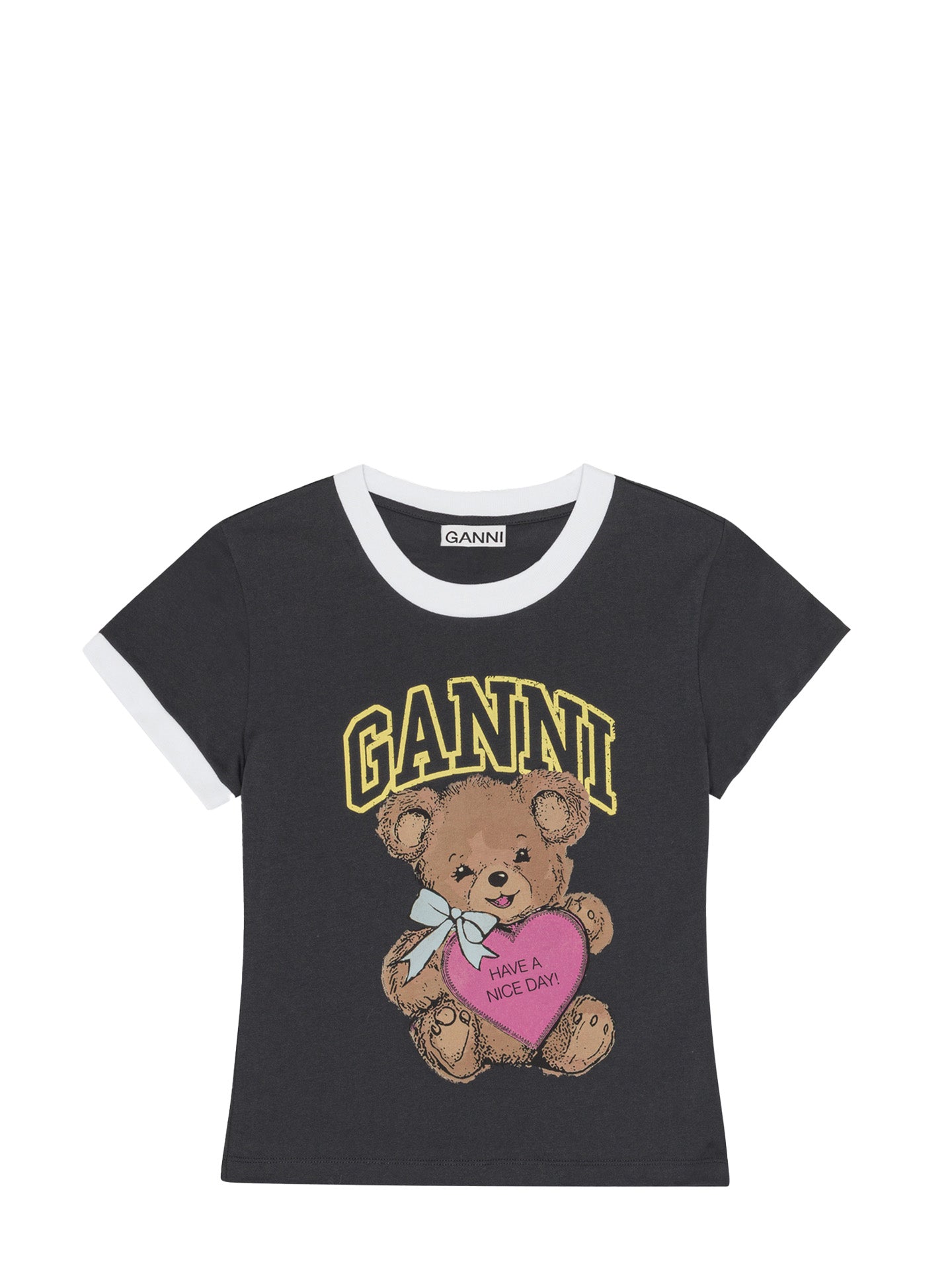 Cotton jersey bear fitted t-shirt, dark grey