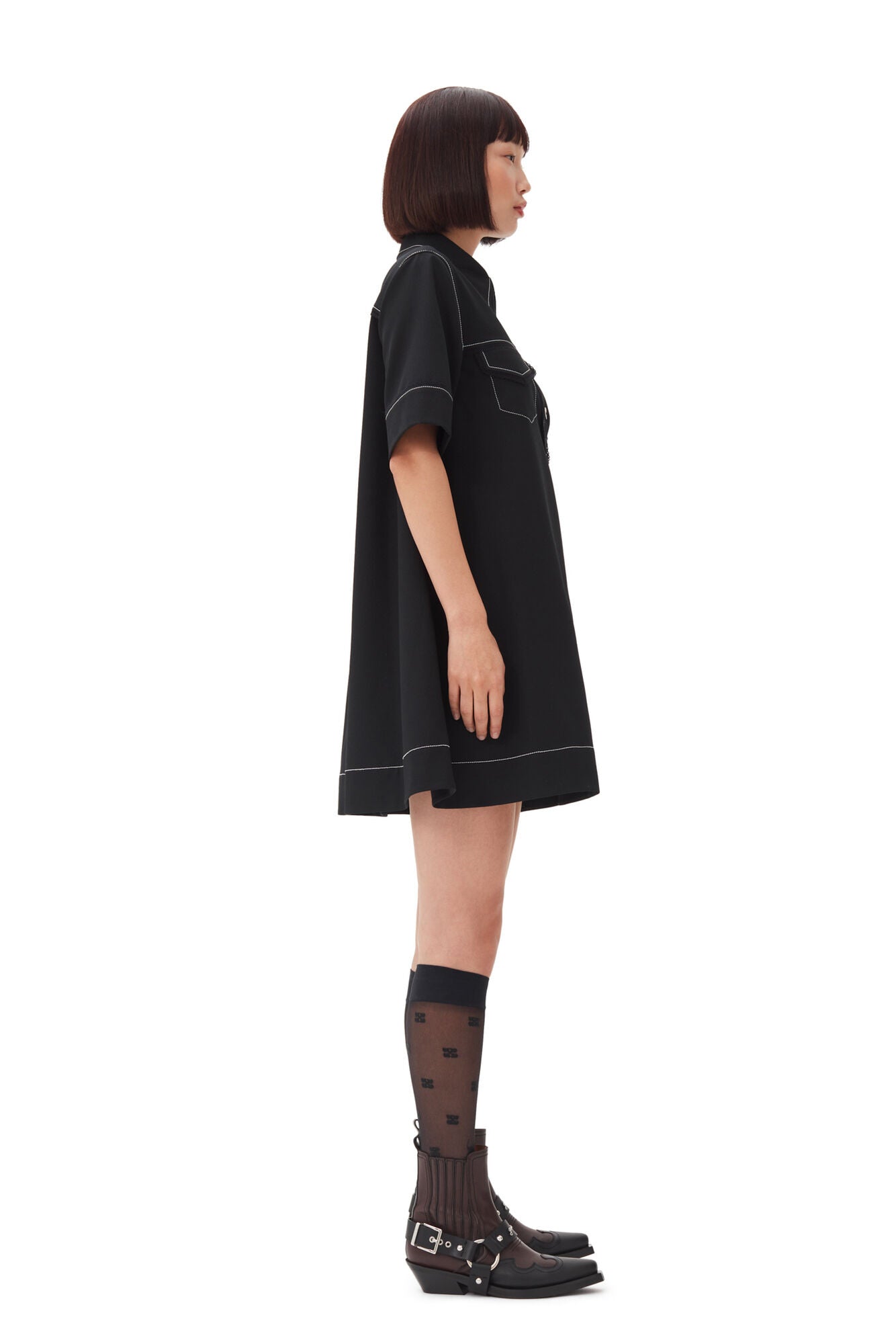 Crepe Sable Mini Dress, black