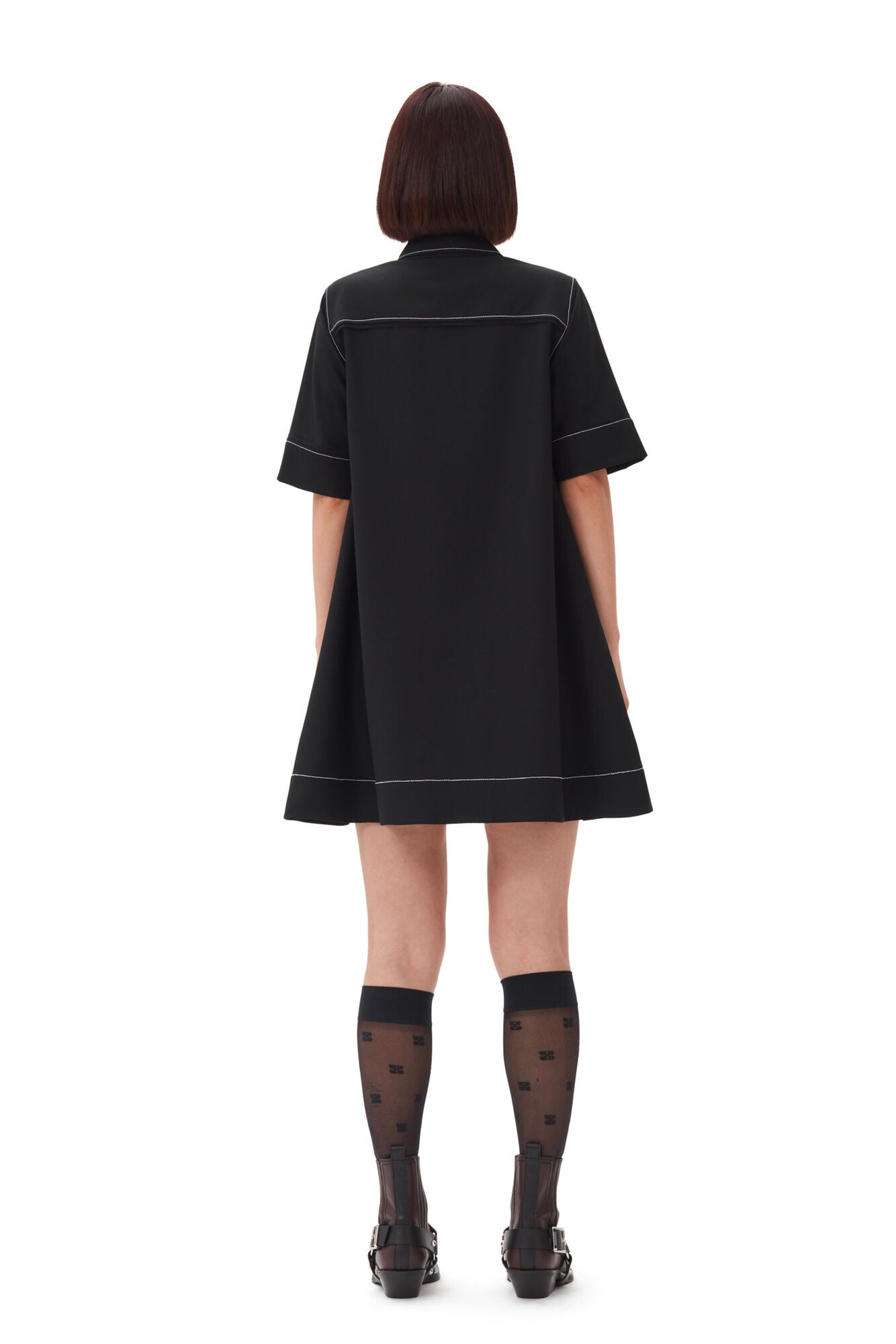 Crepe Sable Mini Dress, black