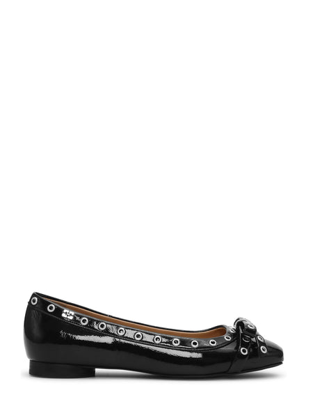 GANNI: Eyelets Bow Ballerina Naplack, black – My o My