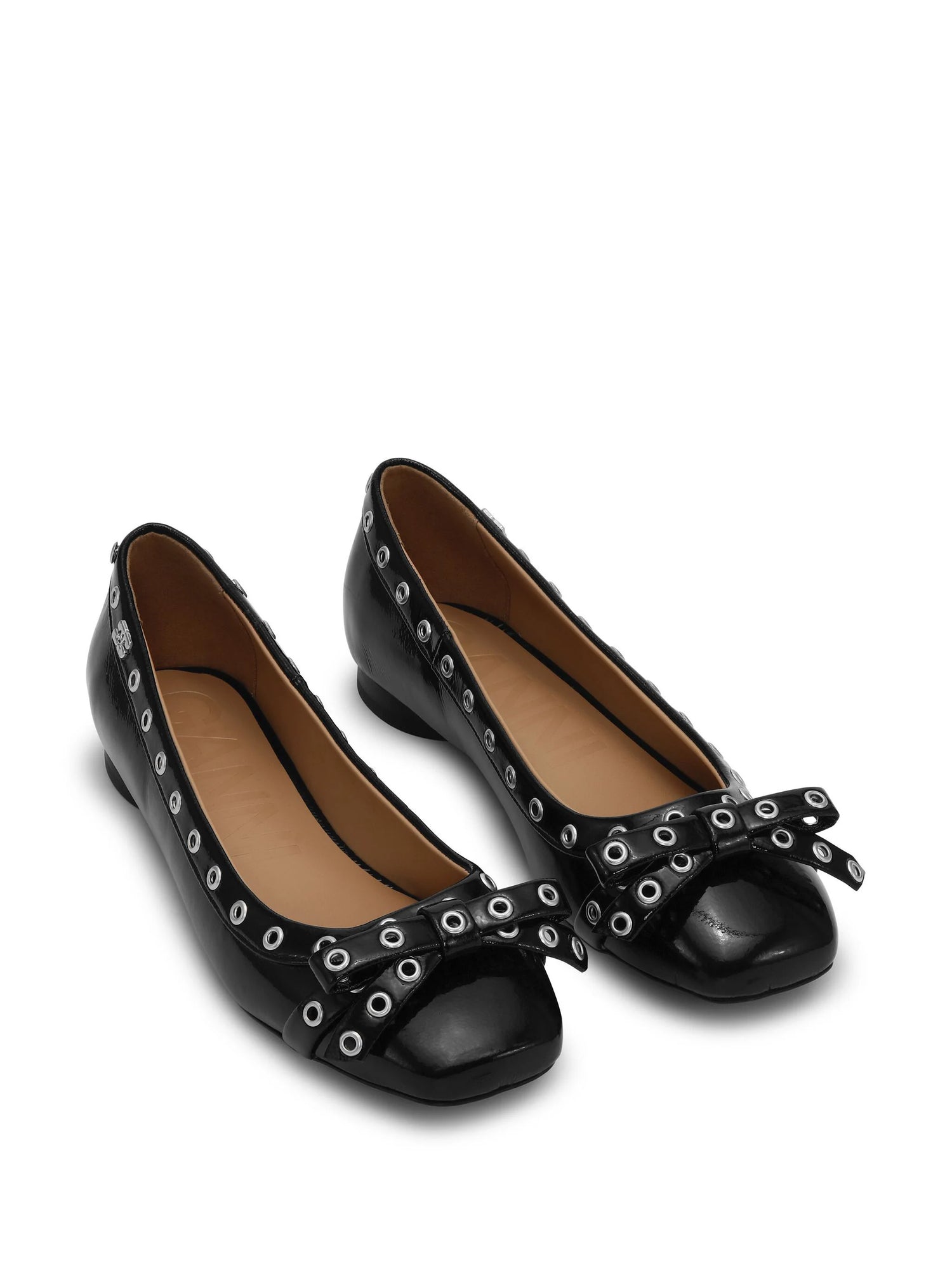 Eyelets Bow Ballerina Naplack, black