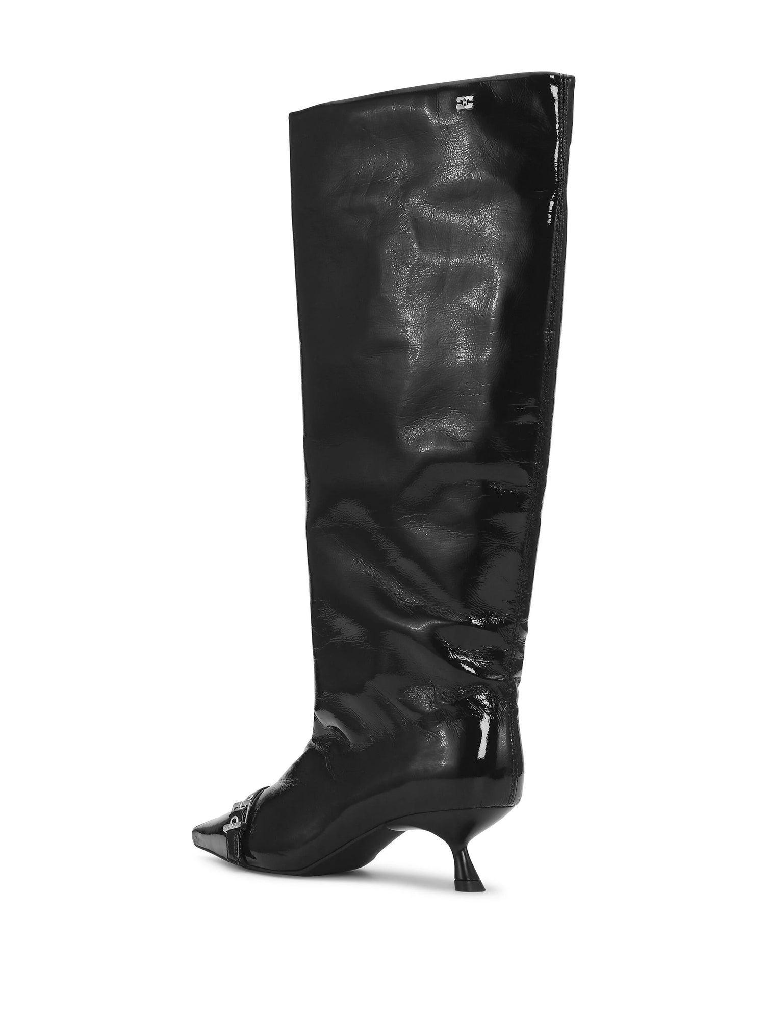 Eyelets Slouchy High Shaft Boot Naplack,black