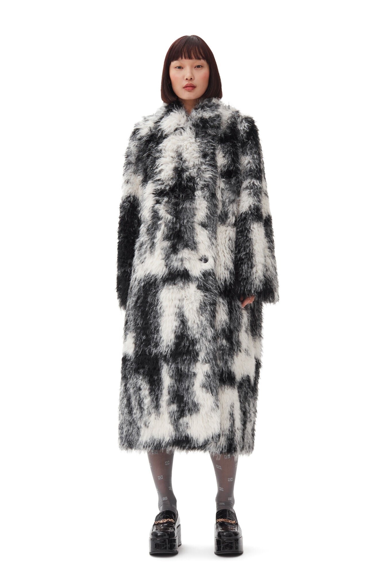 Faux Fur Coat, black