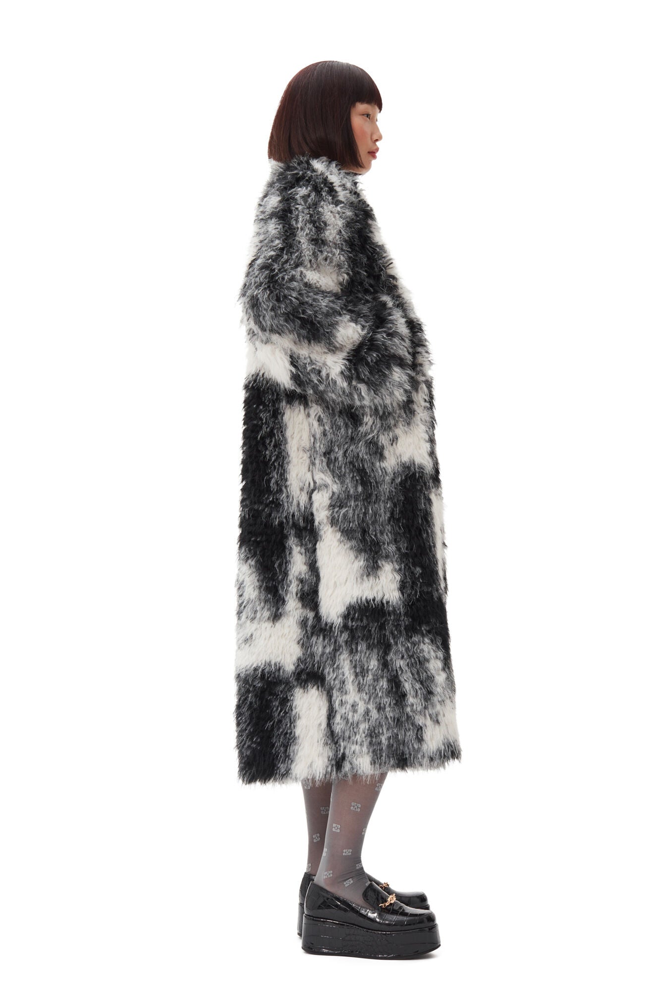 Faux Fur Coat, black