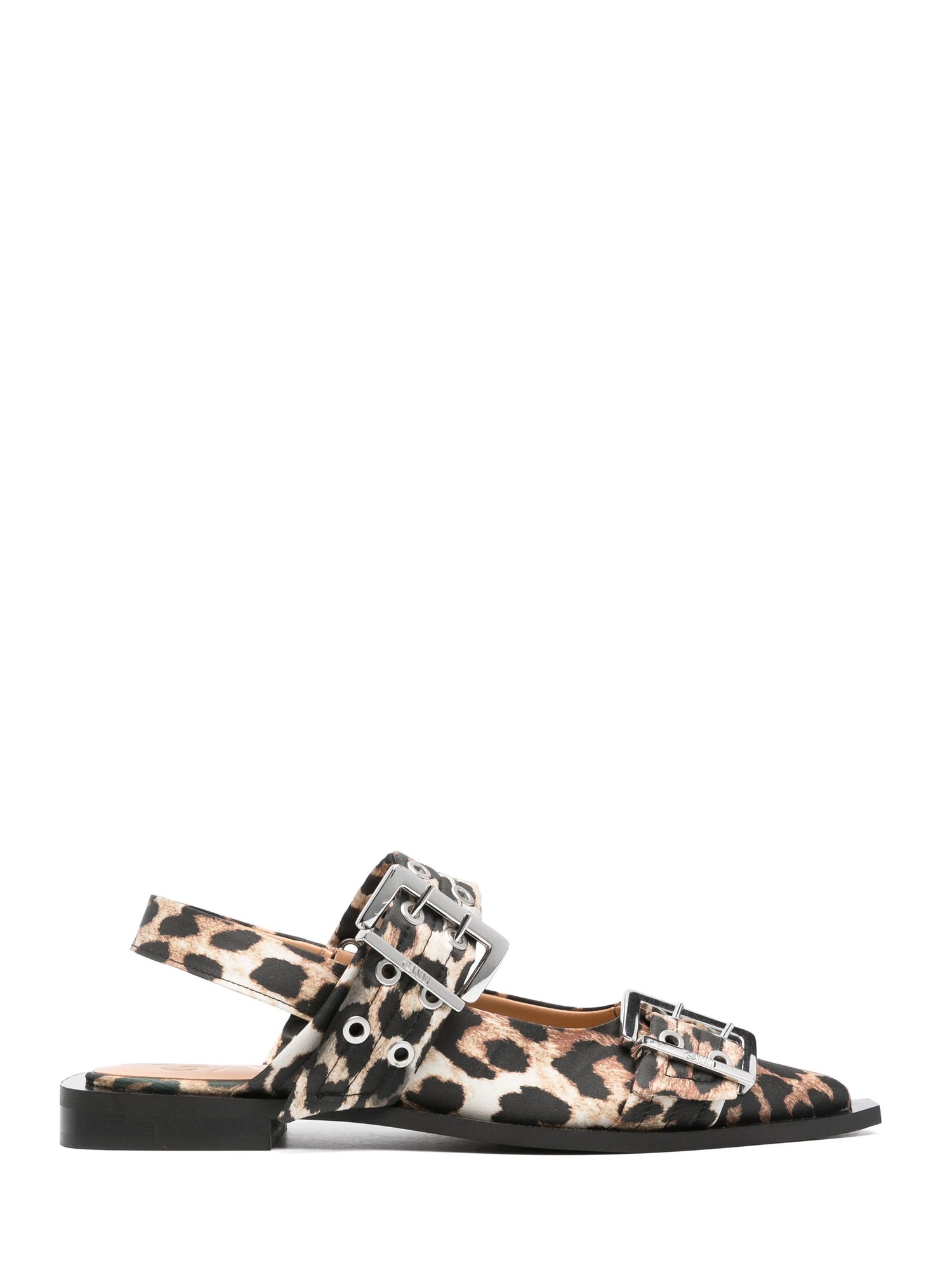 Feminine Buckle Ballerina Satin Print, leopard