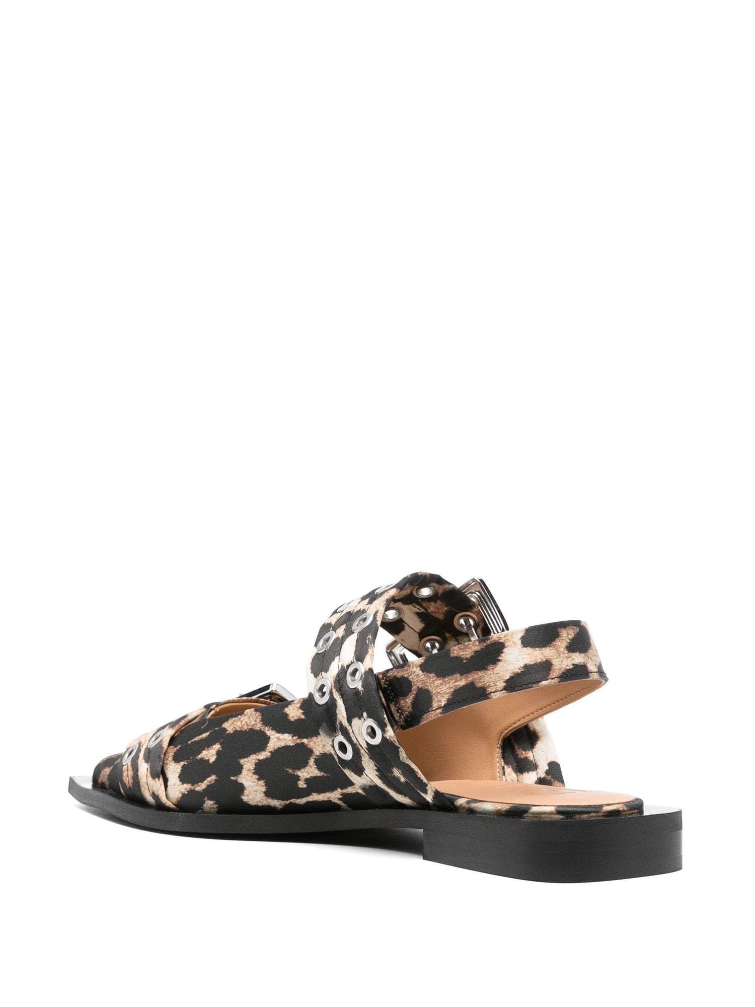 Feminine Buckle Ballerina Satin Print, leopard