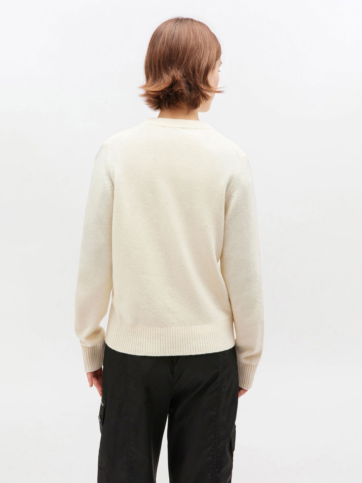 Graphic wool mix fluffy puppy love crewneck, ivory