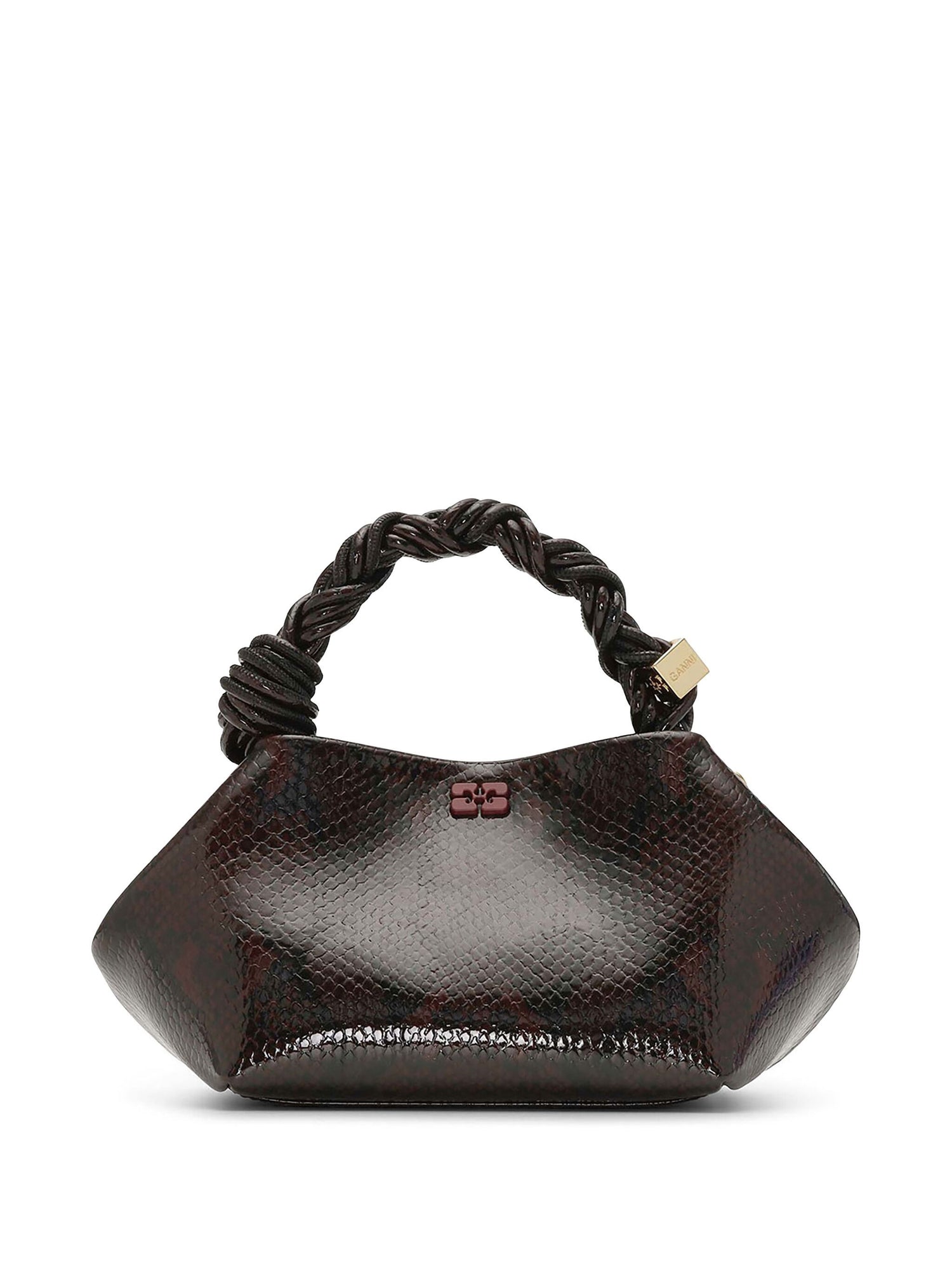 Ganni Bou Bag Small Snake, dark burgundy